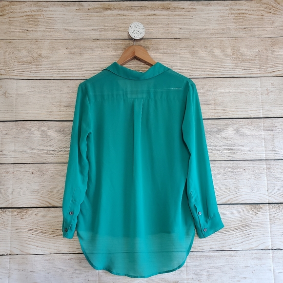💟 Timing Button Down Long Sleeve Sheer Blouse S - Picture 3 of 6